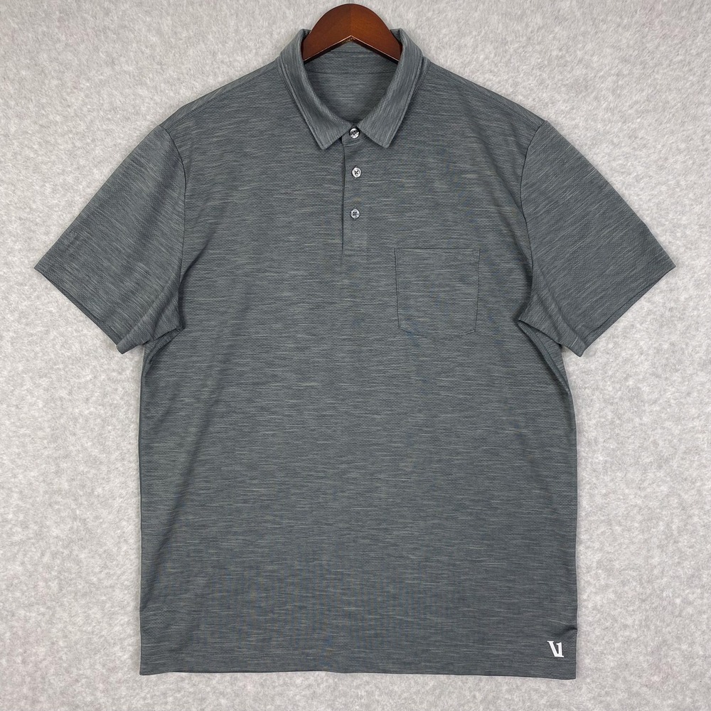 Vuori Shirt Mens L Grey Zephyr Polo Short Sleeve
